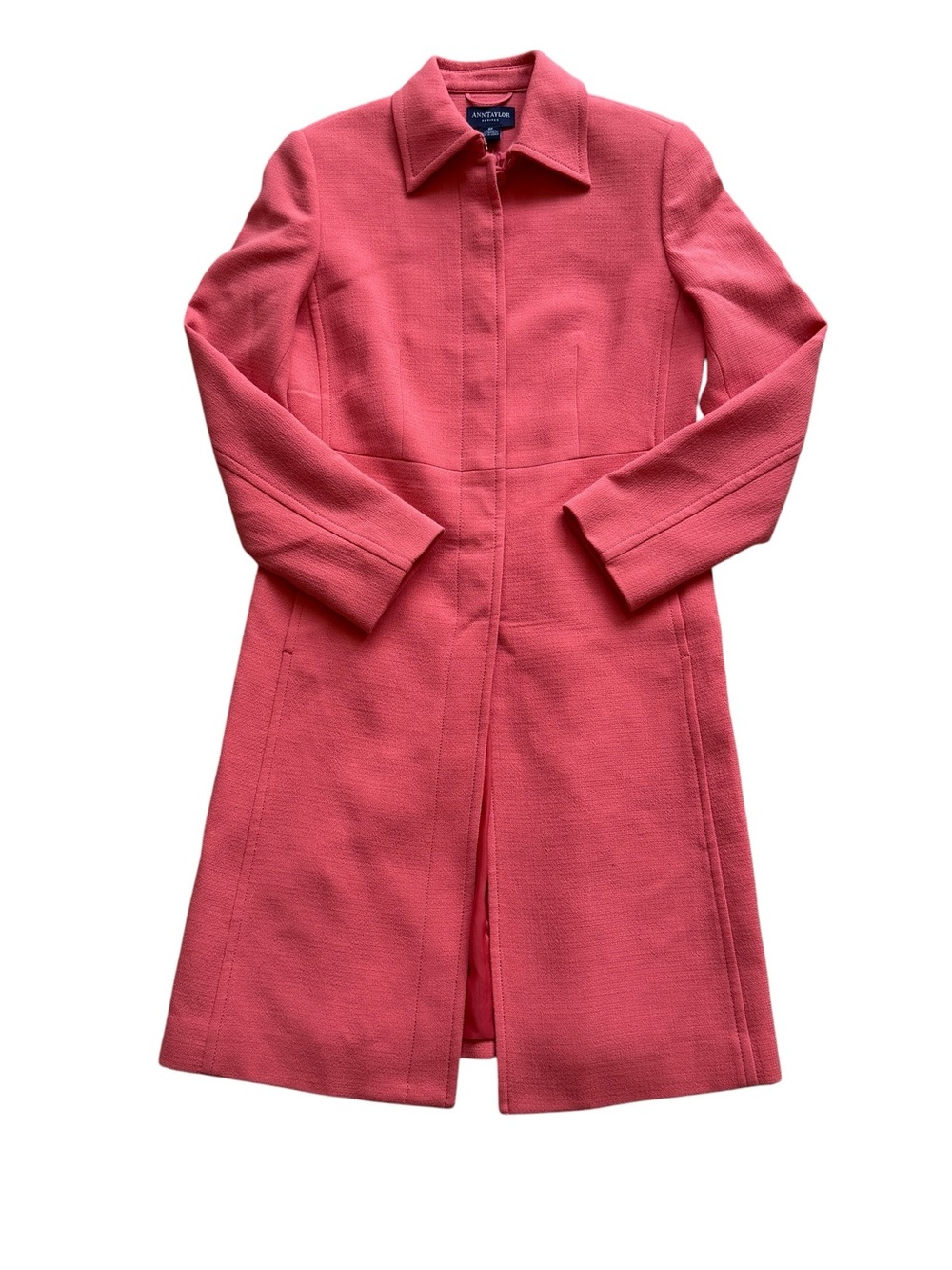 Ann Taylor Petites Pink Wool Long Coat NWT Size 4P Tailored Vintage 90s Chic Mod